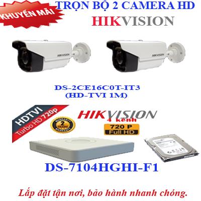 Trọn bộ 2 camera HD HIKVISION 1.0 (IT3)